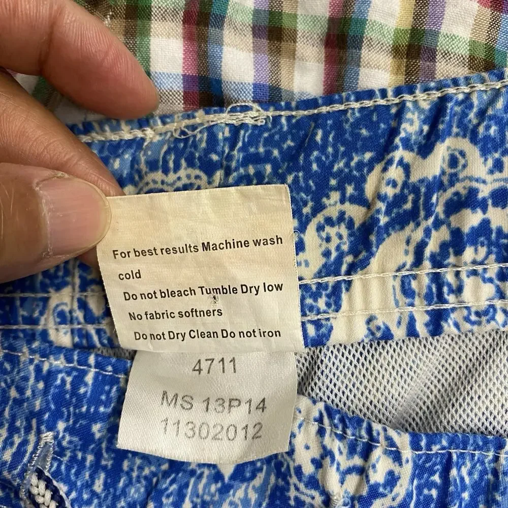 Peter Millar Men’s Swim Trunks Large Blue White Paisley Lined Beach Board Shorts